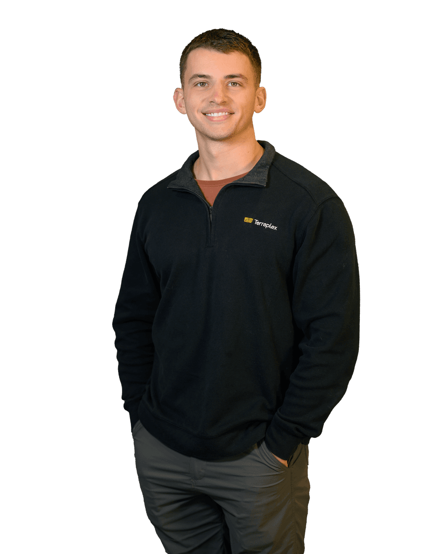 Sam Welton, Terraplex Director of Compliance, in a Terraplex quarter-zip